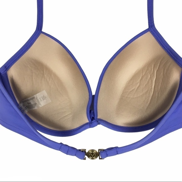 VICTORIA’S SECRET Bikini Top Push Up Padded Halter Tie Neck Twist Periwinkle 34C - Picture 4 of 8